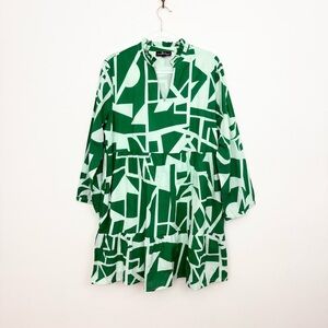 Liza Byrd Green Geometric Tiered Mini Dress
